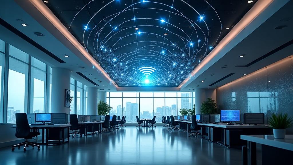 Modern office space with enterprise WiFi installation